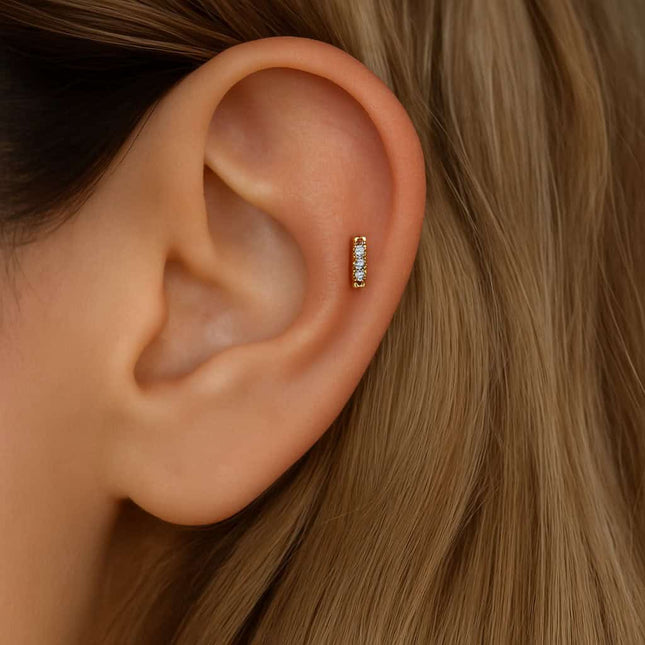 עגיל לפירסינג (בודד) בסיס לרט זהב עם הברגה פנימית