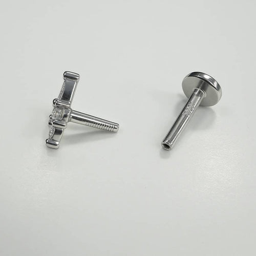 עגיל פירסינג פרפר יהלומים (בודד) מזהב צהוב או לבן