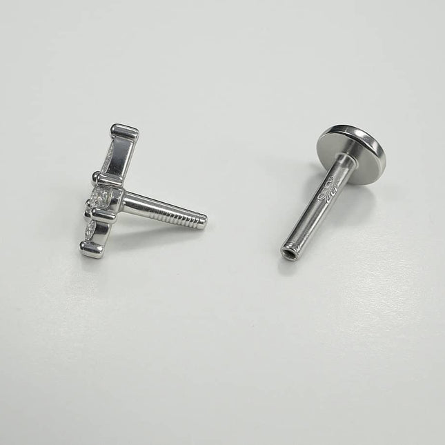 עגיל פירסינג פרפר יהלומים (בודד) מזהב צהוב או לבן