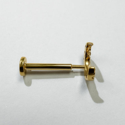 עגיל חצי חישוק ירח (בודד) מזהב צהוב עם יהלומי מעבדה