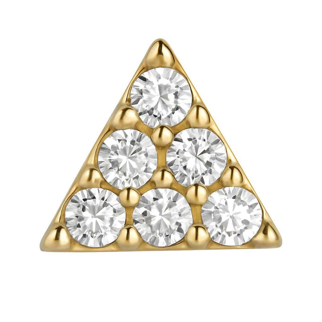 עגיל משולש (בודד) מזהב צהוב עם יהלומי מעבדה