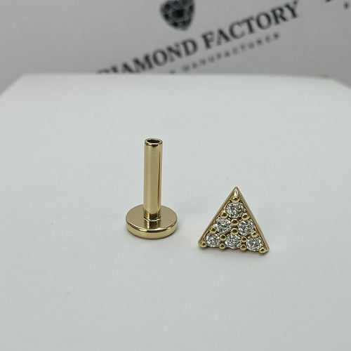 עגיל משולש (בודד) מזהב צהוב עם יהלומי מעבדה