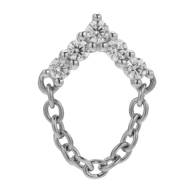 פירסינג (בודד) מזהב בצורת V עם יהלומי מעבדה ושרשרת עדינה