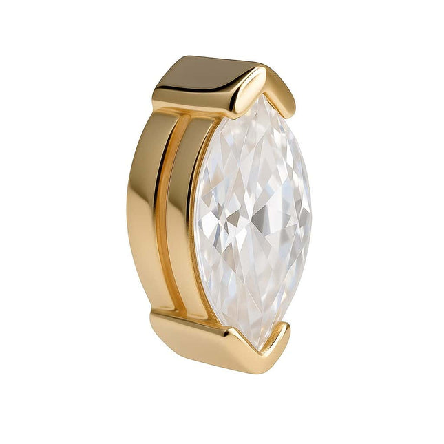 פירסינג מרקיזה (בודד) עם יהלום מעבדה בזהב לבן או זהב צהוב