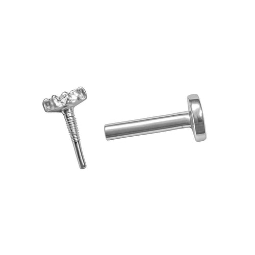 עגיל כפול (בודד) מזהב צהוב עם שני יהלומי מעבדה