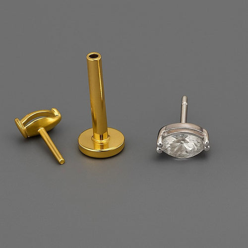 פירסינג מרקיזה (בודד) עם יהלום מעבדה בזהב