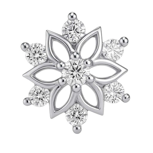 עגיל פירסינג (בודד) בצורת פתית שלג עם יהלומים לבנים