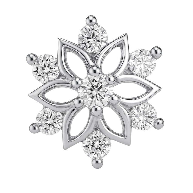 עגיל פירסינג (בודד) בצורת פתית שלג עם יהלומים לבנים