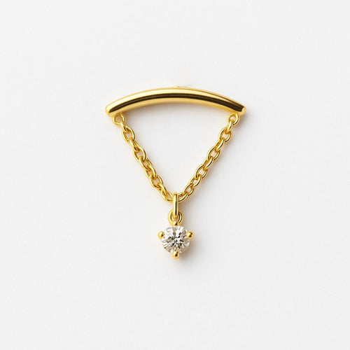 עגיל פירסינג  (בודד) תלוי עם שרשרת ויהלום לבן