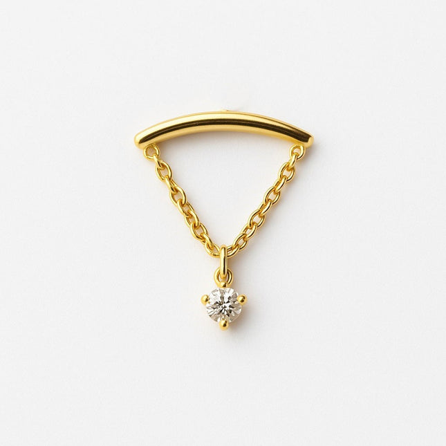 עגיל פירסינג  (בודד) תלוי עם שרשרת ויהלום לבן