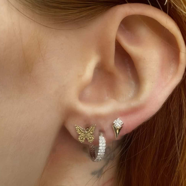 עגילי פירסינג הליקס (בודד) בעיצוב פרפר מזהב 14 קראט