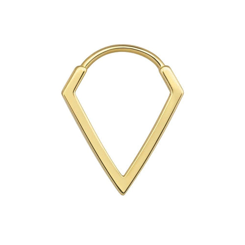 עגיל חישוק (בודד) משולש מזהב  14 עם שיבוץ יהלומים