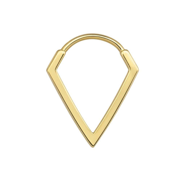 עגיל חישוק (בודד) משולש מזהב  14 עם שיבוץ יהלומים