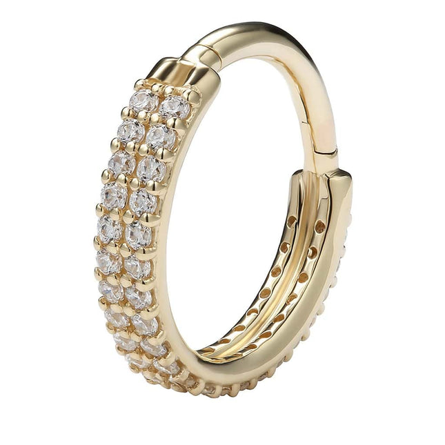 עגיל פירסינג חישוק (בודד) מזהב צהוב 14K עם שיבוץ יהלומי מעבדה