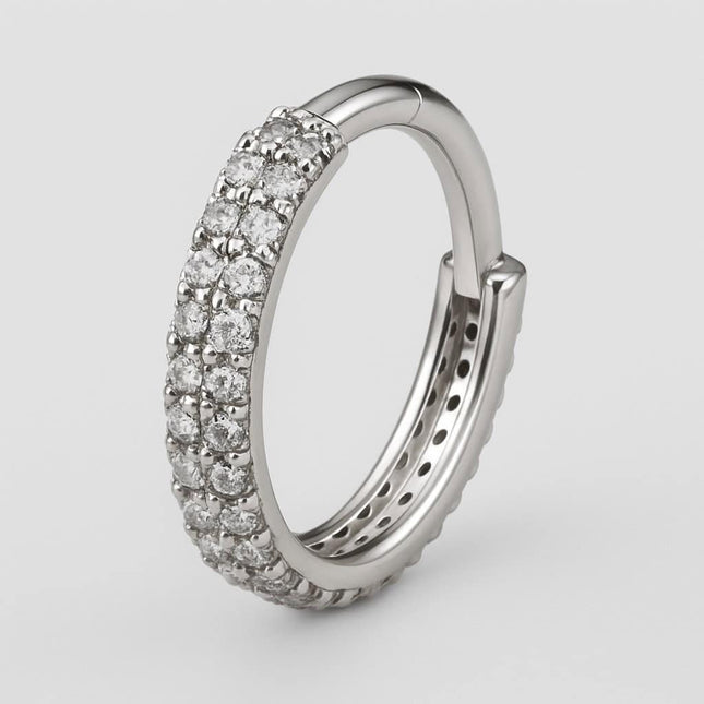 עגיל פירסינג חישוק (בודד) מזהב עם שיבוץ יהלומי מעבדה