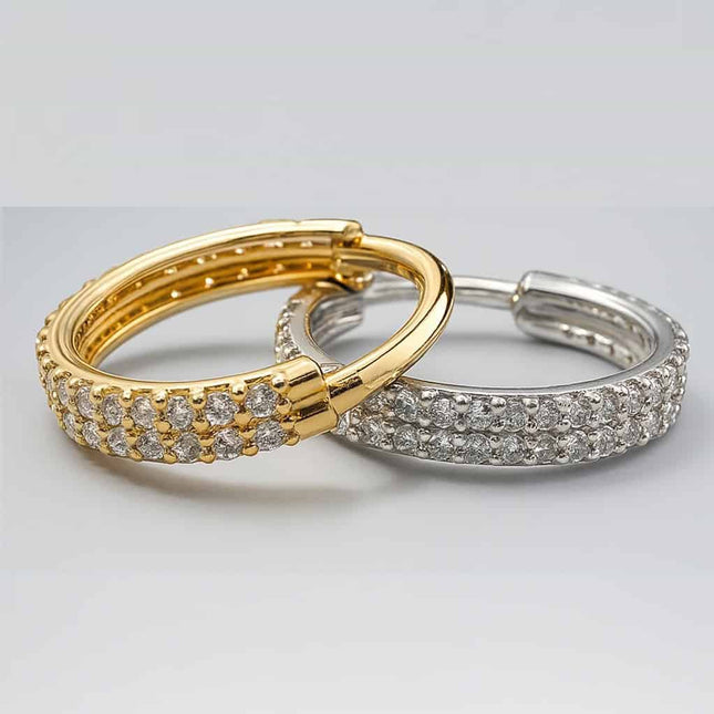 עגיל פירסינג חישוק (בודד) מזהב עם שיבוץ יהלומי מעבדה