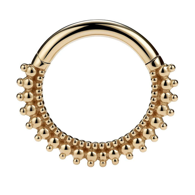עגיל חישוק זהב עם עיגולים עיצוב יוקרתי ומעודן | פירסינג דיימונד פקטורי