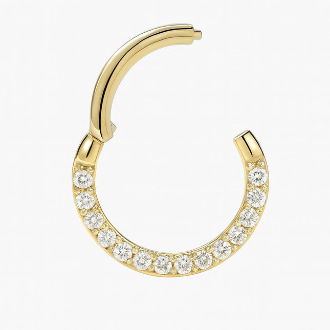 עגיל חישוק (בודד) זהב 14 קראט משובץ יהלומי מעבדה