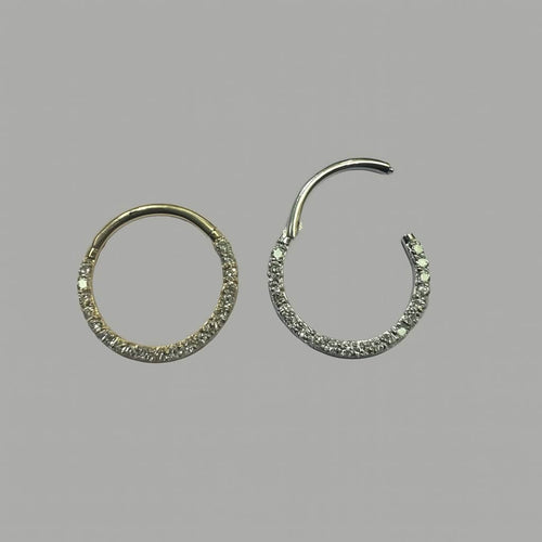 עגיל חישוק (בודד) זהב 14 קראט משובץ יהלומי מעבדה