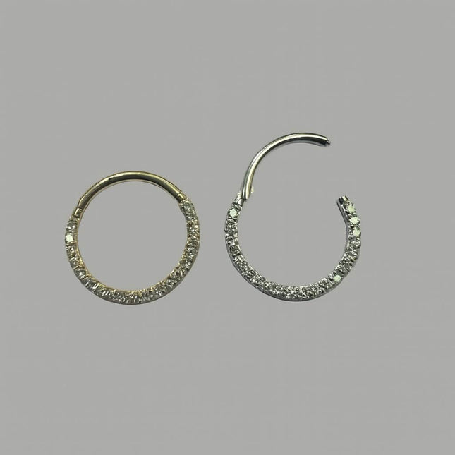 עגיל חישוק (בודד) זהב 14 קראט משובץ יהלומי מעבדה