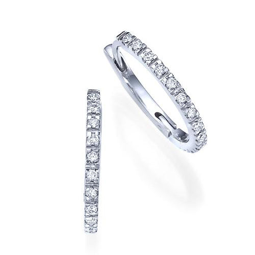 עגילי יהלומים בעיצוב חישוק משובצים 0.40 קראט