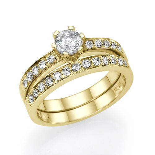 סט טבעות אירוסין זהב צהוב "ורוניק"