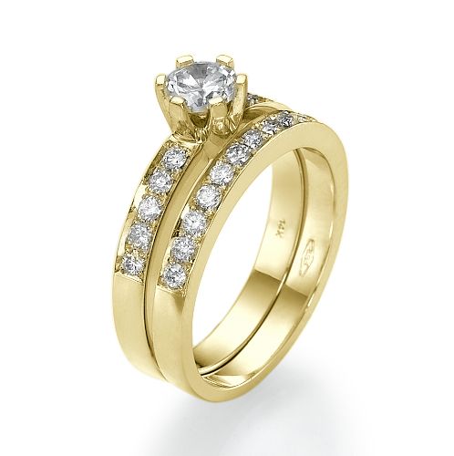 סט טבעות אירוסין זהב צהוב "ורוניק"