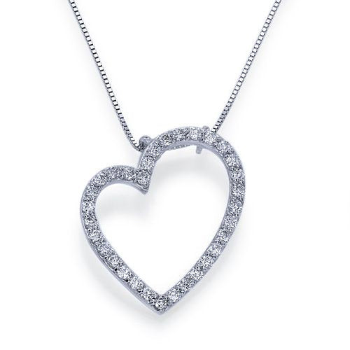 שרשרת יהלומים לב תלוי משובצת יהלומים טבעיים במשקל 0.50 קראט