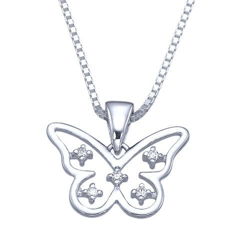 שרשרת יהלומים מזהב בעיצוב פרפר ובשיבוץ יהלומים במשקל  0.11 קראט