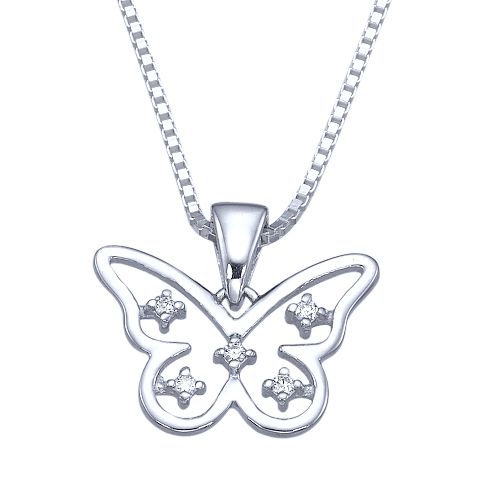 שרשרת יהלומים מזהב בעיצוב פרפר ובשיבוץ יהלומים במשקל  0.11 קראט