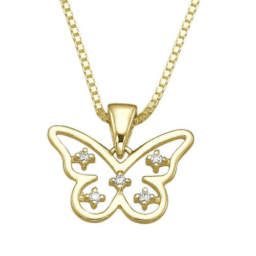 שרשרת יהלומים מזהב בעיצוב פרפר ובשיבוץ יהלומים במשקל  0.11 קראט