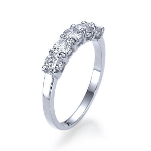 טבעת אירוסין זהב לבן 5 יהלומים במשקל