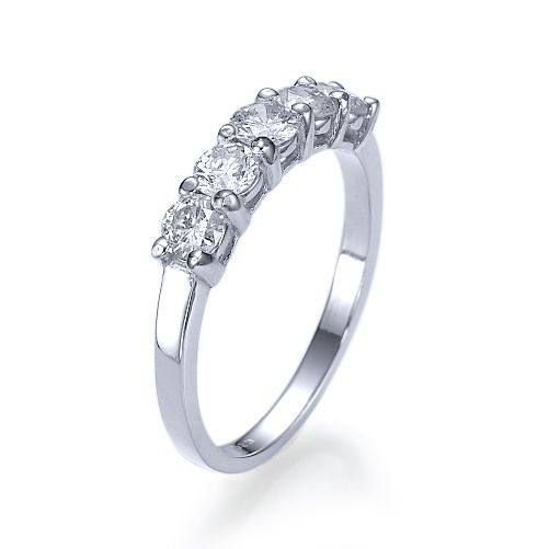 טבעת אירוסין זהב לבן 5 יהלומים במשקל