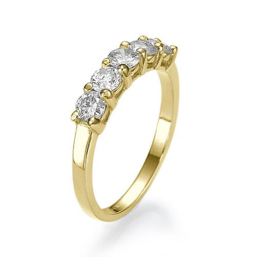 טבעת אירוסין זהב צהוב 5 יהלומים במשקל