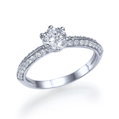 טבעת אירוסין זהב לבן "קתרין"