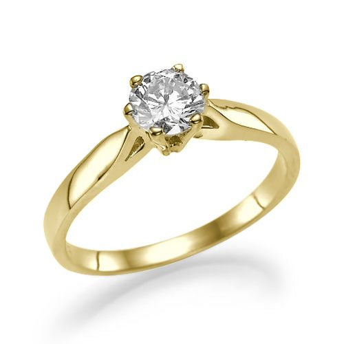 טבעת אירוסין סוליטר זהב צהוב "גרייס" 0.41 F/SI1