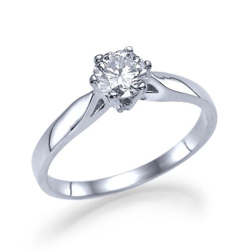 טבעת אירוסין סוליטר זהב לבן "גרייס" 0.41 F/SI1