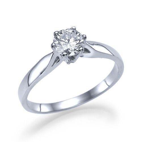 טבעת אירוסין סוליטר זהב לבן "גרייס" 0.41 F/SI1