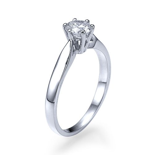 טבעת אירוסין סוליטר זהב לבן "גרייס" 0.41 F/SI1