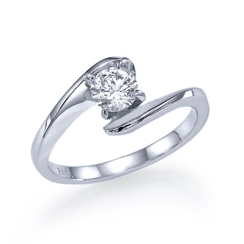 טבעת אירוסין סוליטר זהב לבן "מוניק"