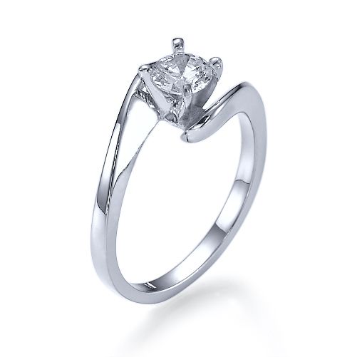 טבעת אירוסין סוליטר זהב לבן "מוניק"