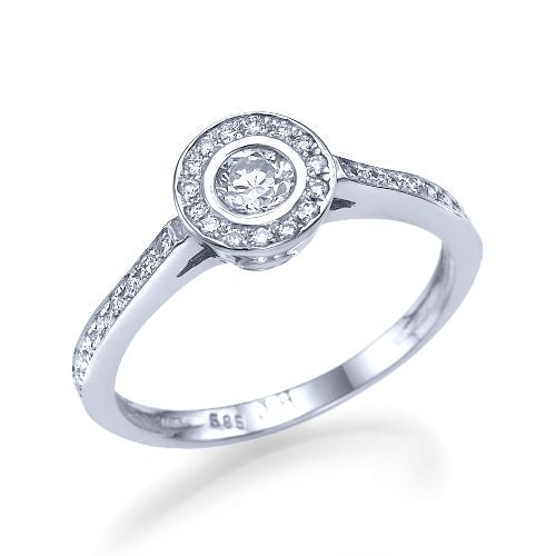 טבעת אירוסין זהב לבן "כרמן"