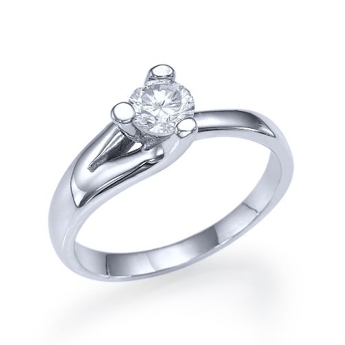 טבעת אירוסין סוליטר זהב לבן "טייה"