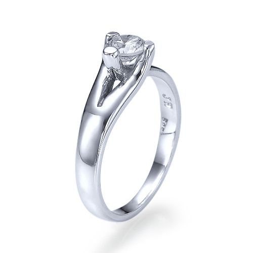 טבעת אירוסין סוליטר זהב לבן "טייה"