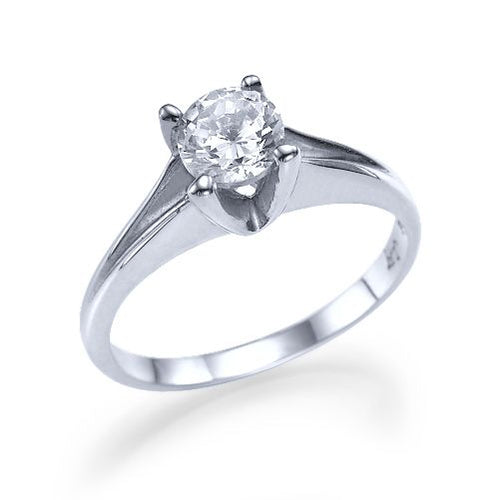 טבעת אירוסין סוליטר זהב לבן "לואיז"