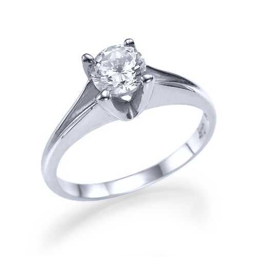 טבעת אירוסין סוליטר זהב לבן "לואיז"