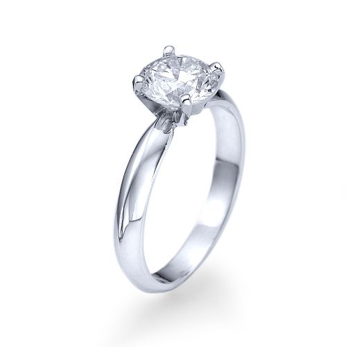 טבעת אירוסין סוליטר זהב לבן "מדונה" 0.51