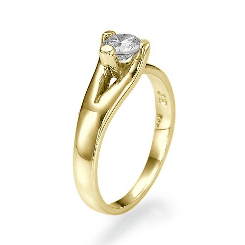 טבעת אירוסין סוליטר זהב צהוב "טייה"