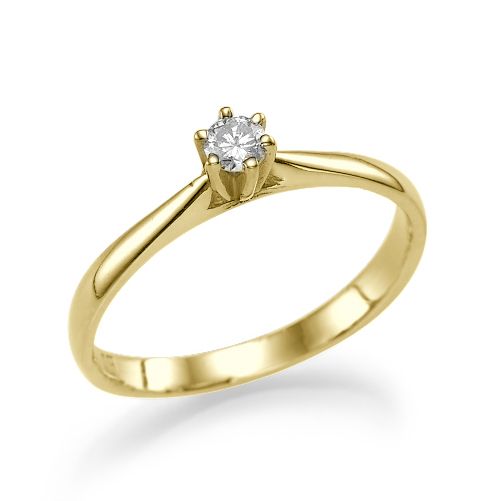 טבעת אירוסין סוליטר זהב צהוב "קייסי"