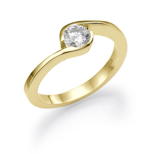 טבעת אירוסין סוליטר זהב צהוב "קרן"